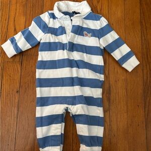 Janie and Jack Blue and White Striped Romper
